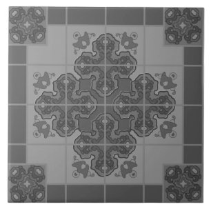 Carreau Boho moderne noir et blanc Motif Rhombus