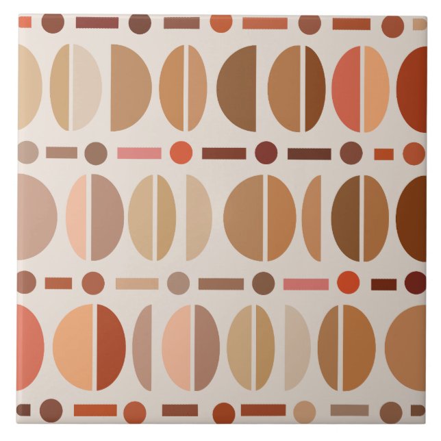 Carreau Boho Retro Bowles Motifs Lumière Terre Tons (Devant)