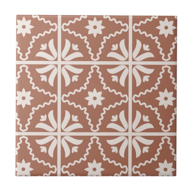 Carreau Boho Terracotta motif floral (Devant)