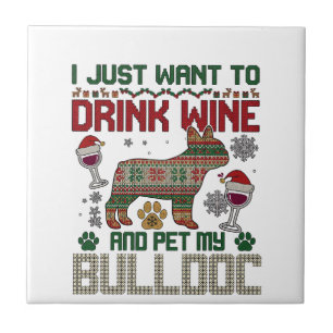 Carreau Boire du vin Bulldog Chien Sweat Ugly Chapeau de P