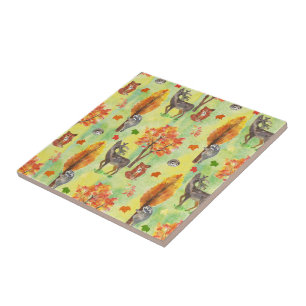 Carreau Bois Animaux d'aquarelle