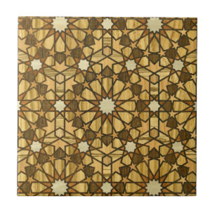 Carreau Bois géométrique du motif 1 de mosquée de