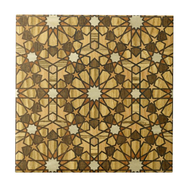 Carreau Bois géométrique du motif 1 de mosquée de (Devant)