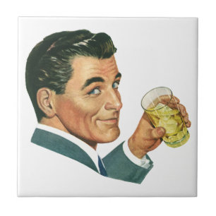 Carreau Boissons Cocktails Anciens, Homme Buvant des Boiss