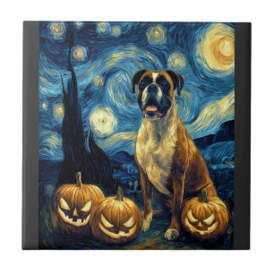 Carreau Boîte à visage de citrouille de Halloween Boxer Mi