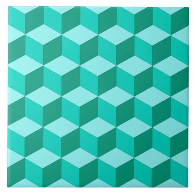 Carreau Boîtes 3D, Turquoise, Turquoise et Aqua Cer (Devant)