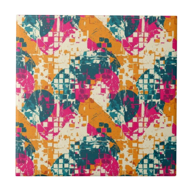 Carreau Bold Abstract Geometric - Grunge Brush Texture (3) (Devant)