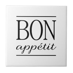 Carreau BON APPETIT Typographie de cuisine noir et blanc C