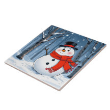 Bonhomme de neige dans une forêt froide avec une é