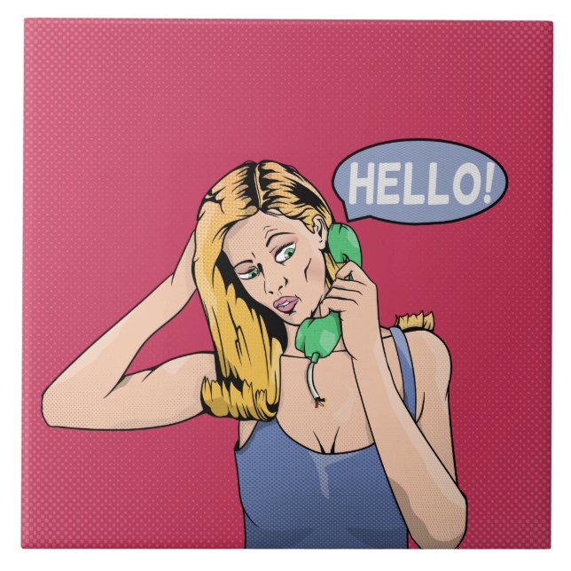 Carreau Bonjour Retro Téléphone (Devant)