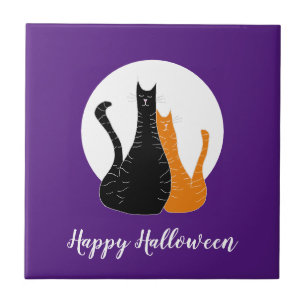Carreau Bonne Pleine lune des chats d'Halloween