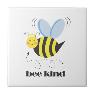 Carreau Bonne princesse d'abeille avec couronne et slogan 