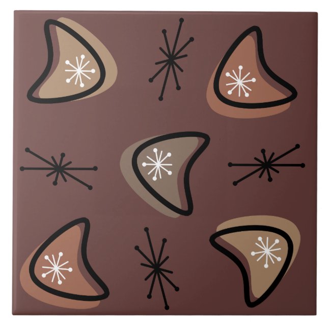 Carreau Boomerangs atomique Starbursts Dark Academia (Devant)