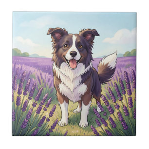 Carreau Border Collie Heureux Champ de Lavande
