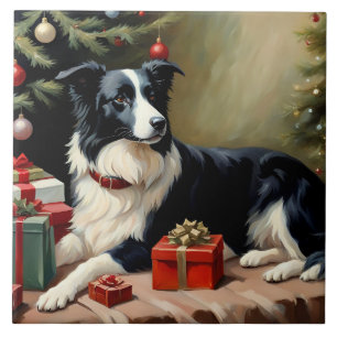 Carreau Bordure Collie Noël