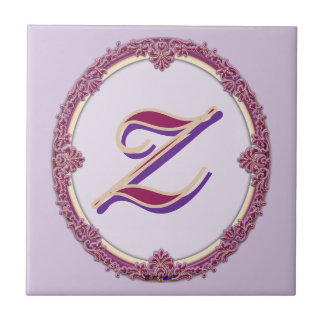 Carreau Bordure Fantaisie Violet/Rose Et Crème Personnalis