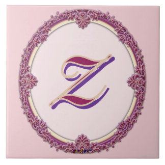 Carreau Bordure Fantaisie Violet/Rose Et Crème Personnalis