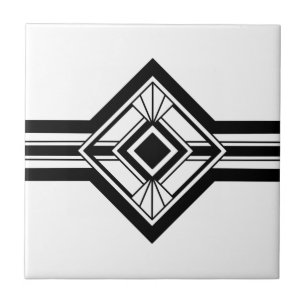 Carreau Bordure géométrique élégante et blanche noire 