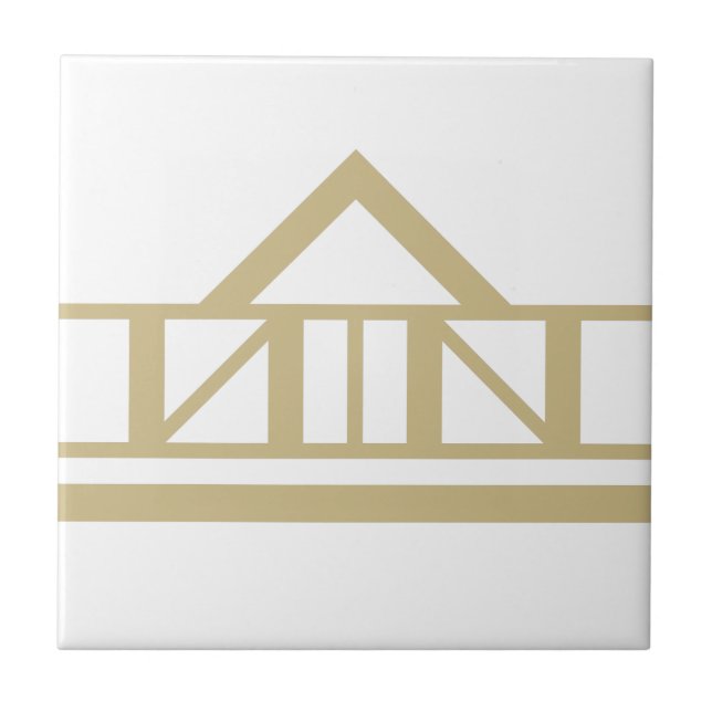 Carreau Bordure géométrique simple Art Déco Or Blanc 02 (Devant)