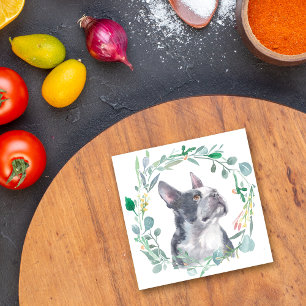 Carreau Boston Terrier Dog Watercolor Wreath Ceramic Tile