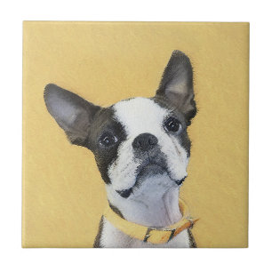 Carreau Boston Terrier Peinture - Cute Original Chien Art