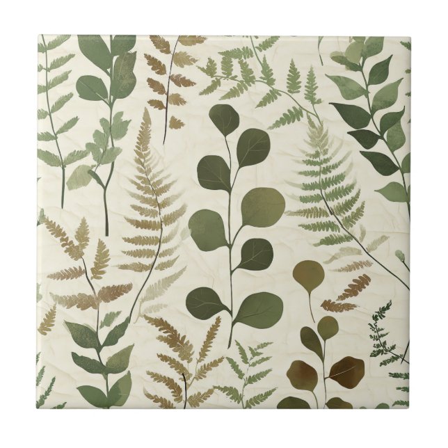 Carreau Botanical Pressed Leaves Pattern – Fern Print (Devant)