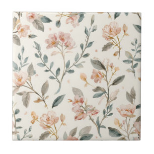 Carreau Botanique Aquarelle Fleur Sauvage Douce Sauge Neut
