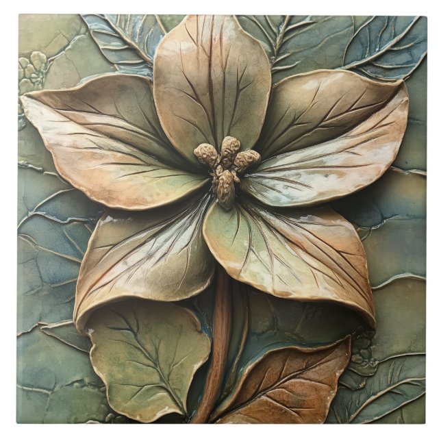 Carreau Botanique Floral Trillium Faux Relief (Devant)