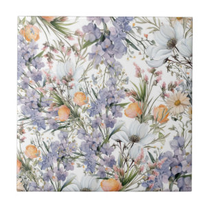 Carreau Botanique pastel couleurs fleur sauvage été fleuri