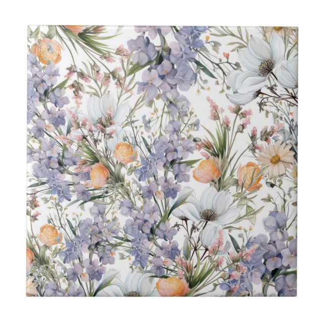 Carreau Botanique pastel couleurs fleur sauvage été fleuri (Devant)