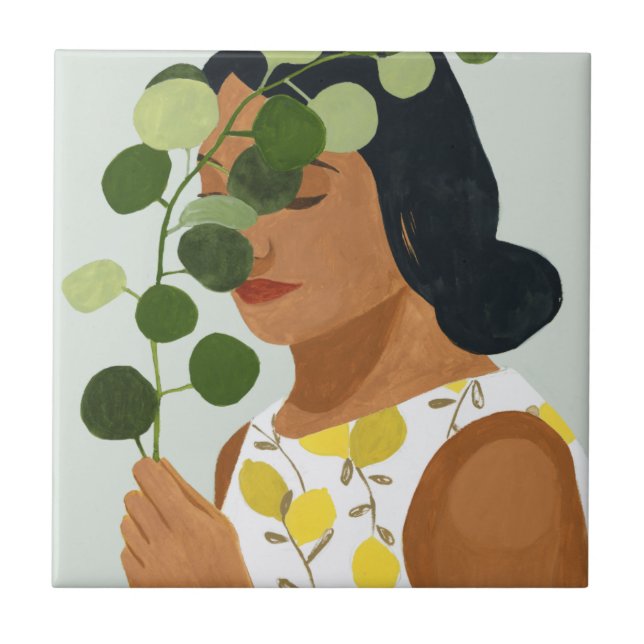 Carreau Botany Portrait - Femme avec verdure (Devant)