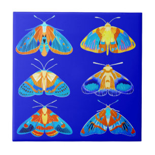 Carreau Bouches en bleu foncé, orange et turquoise petites