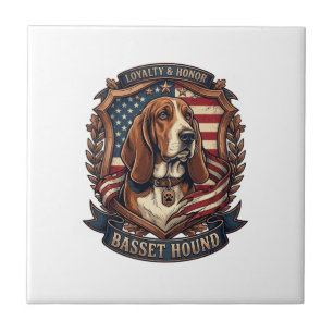 Carreau Bouclier de drapeau américain de chien de loyauté