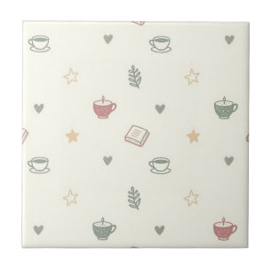 Carreau Bougie de livres de thé cosy Motif Doux