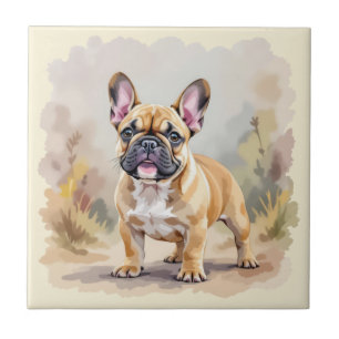 Carreau Bouledogue Français Fauve Brun Coloré Chien Mignon
