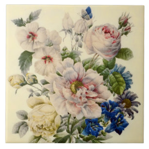 Carreau Bouquet botanique Vintage de fleurs mixtes