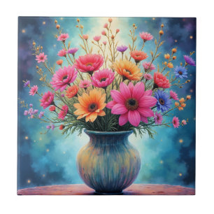 Carreau Bouquet de fleurs colorées