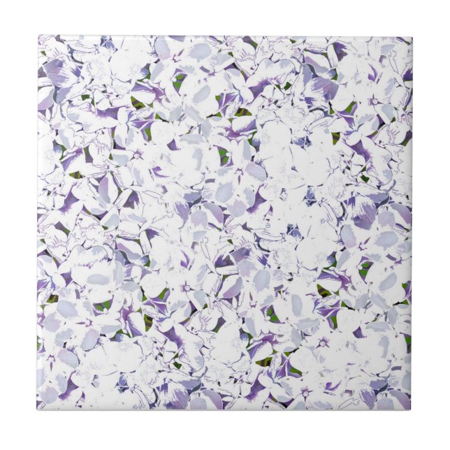 Carreau Bouquet de fleurs d'aquarelle d'hydrangées. (Devant)