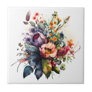 Carreau Bouquet de fleurs d'été Aquarelle Carrelage en cér