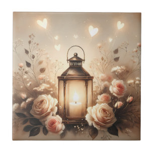 Carreau Bouquet de lanterne rose lumineuse