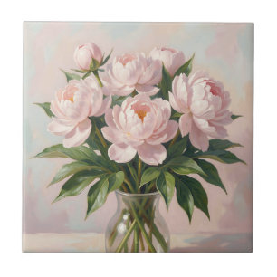 Carreau Bouquet de pivoines rose blush Floral romantique 