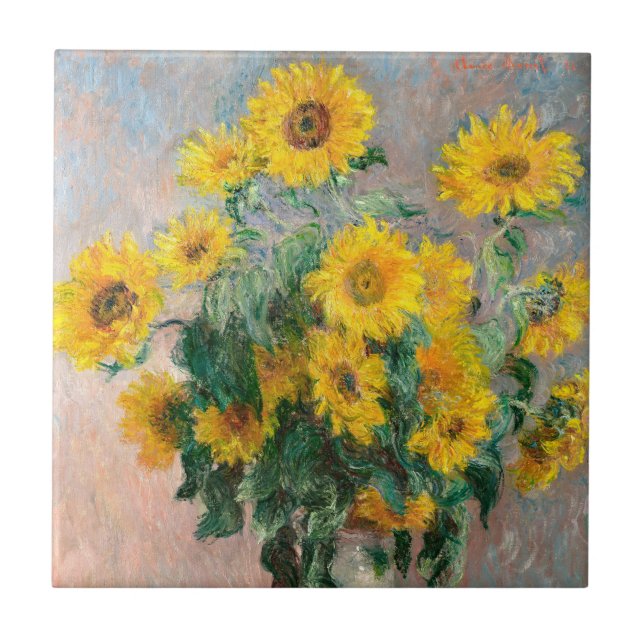 Carreau Bouquet of Sunflowers by Monet Impressionist (Devant)