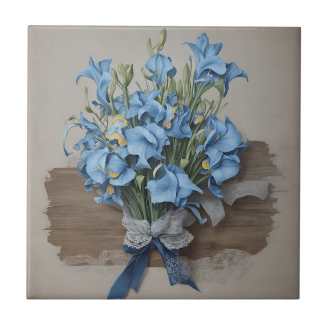Carreau Bouquet vintage Blue Iris (Devant)