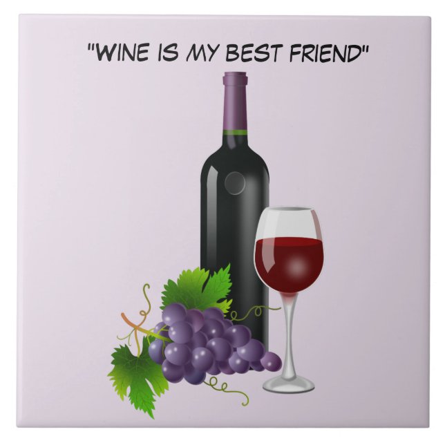 Carreau Bouteille à vin Animée avec verre (Devant)