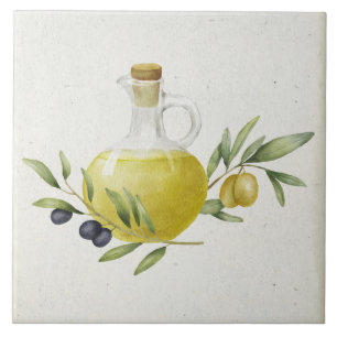 Carreau Bouteille d'huile d'olive rustique