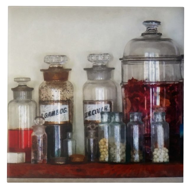 Carreau Bouteilles de médecine vintage (Devant)