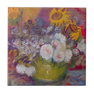 Carreau Bowl avec des tournesols et des Roses par Vincent 