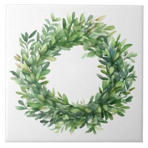 Carreau Boxwood Wreath Simple Watercolor Ferme