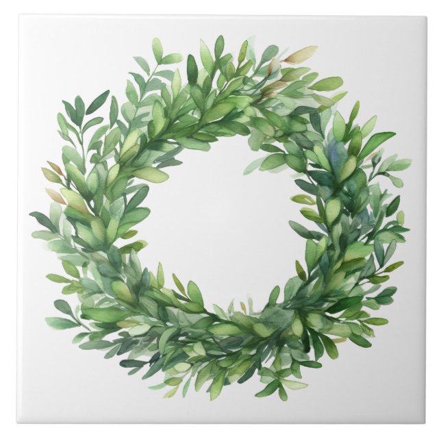 Carreau Boxwood Wreath Simple Watercolor Ferme (Devant)