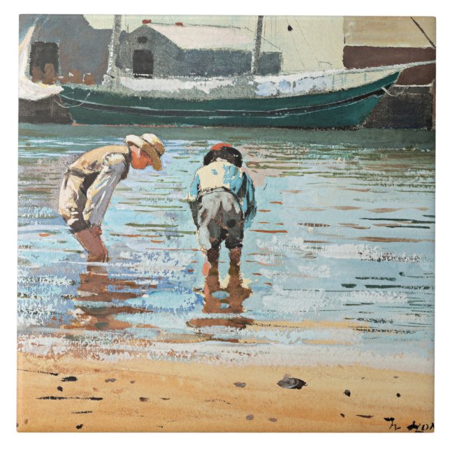 Carreau Boys Wading, célèbre oeuvre de Winslow Homer (Devant)